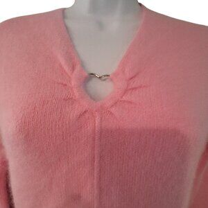 Twiggy nwt vintage sweater wmns L (runs small?) pink angora Y2K ? heart cut out
